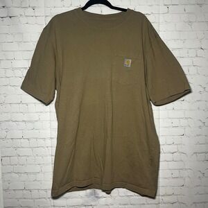 ✨Carhartt Mens Loose Fit Tall T-Shirt Pocket Tee Khaki Size L Tall
